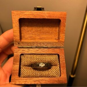 Wooden Ring Box with Hammered Damascus Ring